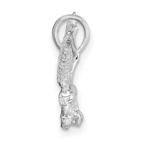 Sterling Silver Rhodium-plated Textured 3D Landing Eagle Pendant
