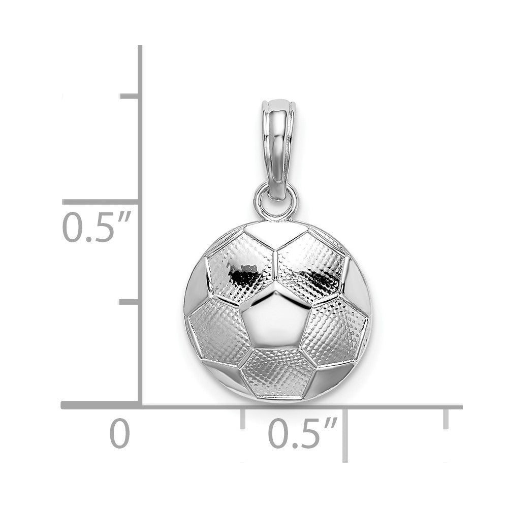 Sterling Silver Rhodium-plated Polished/Textured Soccer Ball Pendant