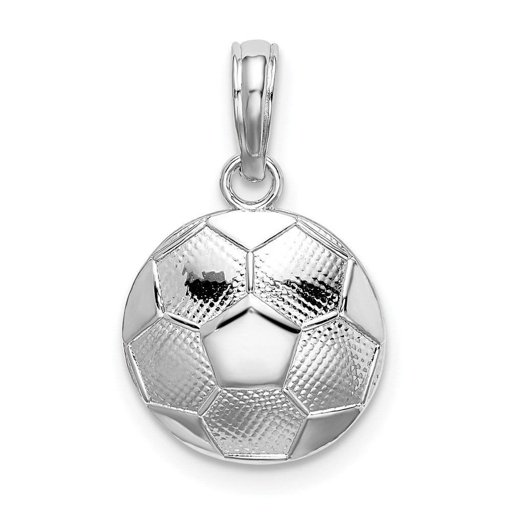 Sterling Silver Rhodium-plated Polished/Textured Soccer Ball Pendant