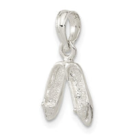 Sterling Silver Rhodium-plated Polished Ballet Slippers Pendant