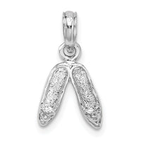 Sterling Silver Rhodium-plated Polished Ballet Slippers Pendant
