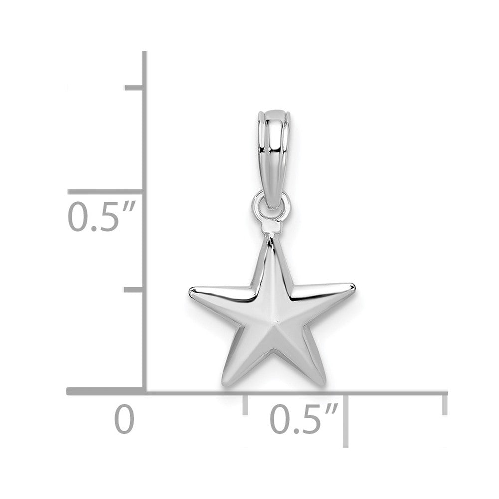 Sterling Silver Rhodium-plated Polished 3D Star Pendant