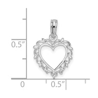 Sterling Silver Rhodium-plated Polished Lacey Edge Open Heart Pendant