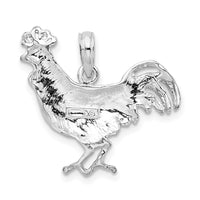 Sterling Silver Rhodium-plated Polished Rooster Pendant