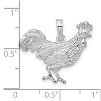 Sterling Silver Rhodium-plated Polished Rooster Pendant