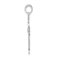 Sterling Silver Rhodium-plated Polished Cut-out Claddagh Cross Pendant