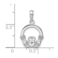 Sterling Silver Rhodium-plated Polished Claddagh Circle Pendant