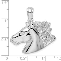 Sterling Silver Rhodium-plated Polished Horse Head Pendant