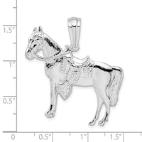 Sterling Silver Rhodium-plated Polished Horse w/Saddle Pendant