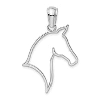 Sterling Silver Rhodium-plated Polished Cut-out Horse Head Pendant