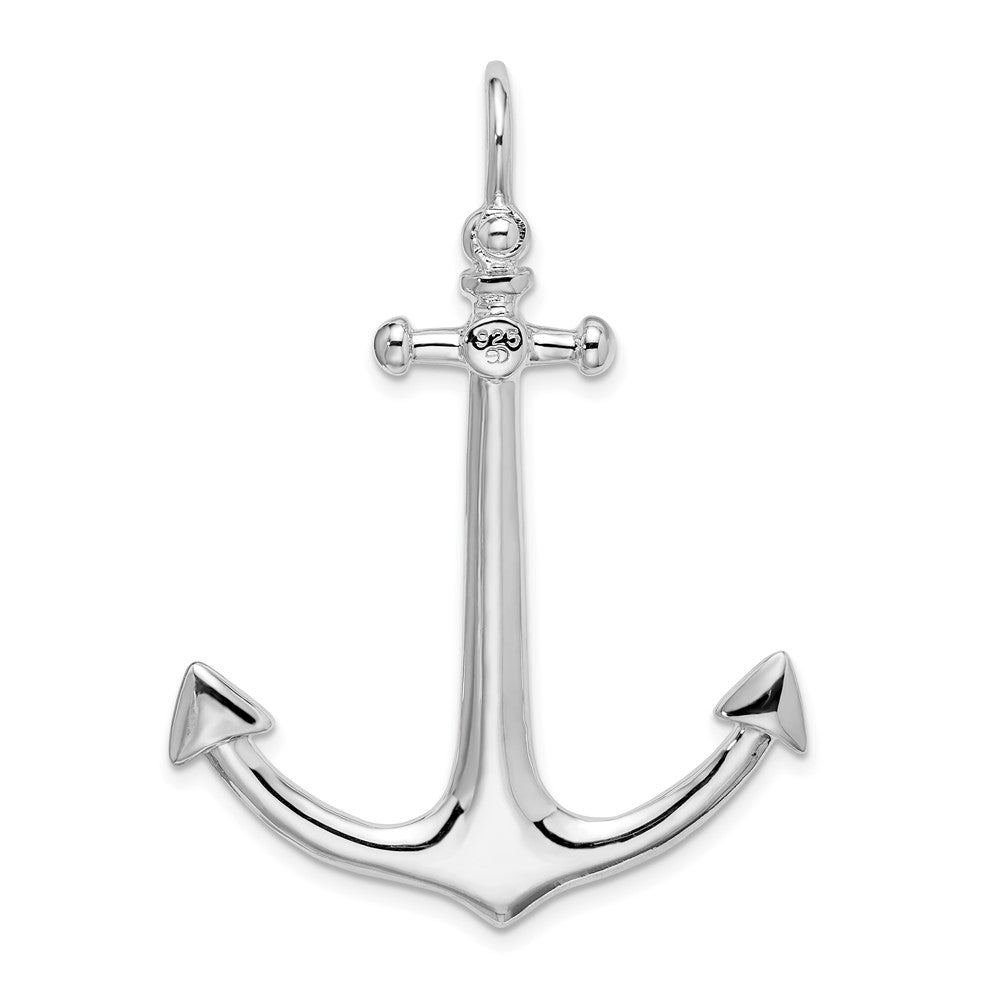 Sterling Silver Rhodium-plated Polished 3D Large Anchor Pendant