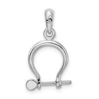 Sterling Silver Rhodium-plated Polished 3D Small Shackle Link Pendant