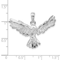 Sterling Silver Rhodium-plated Polished Flying Eagle Pendant