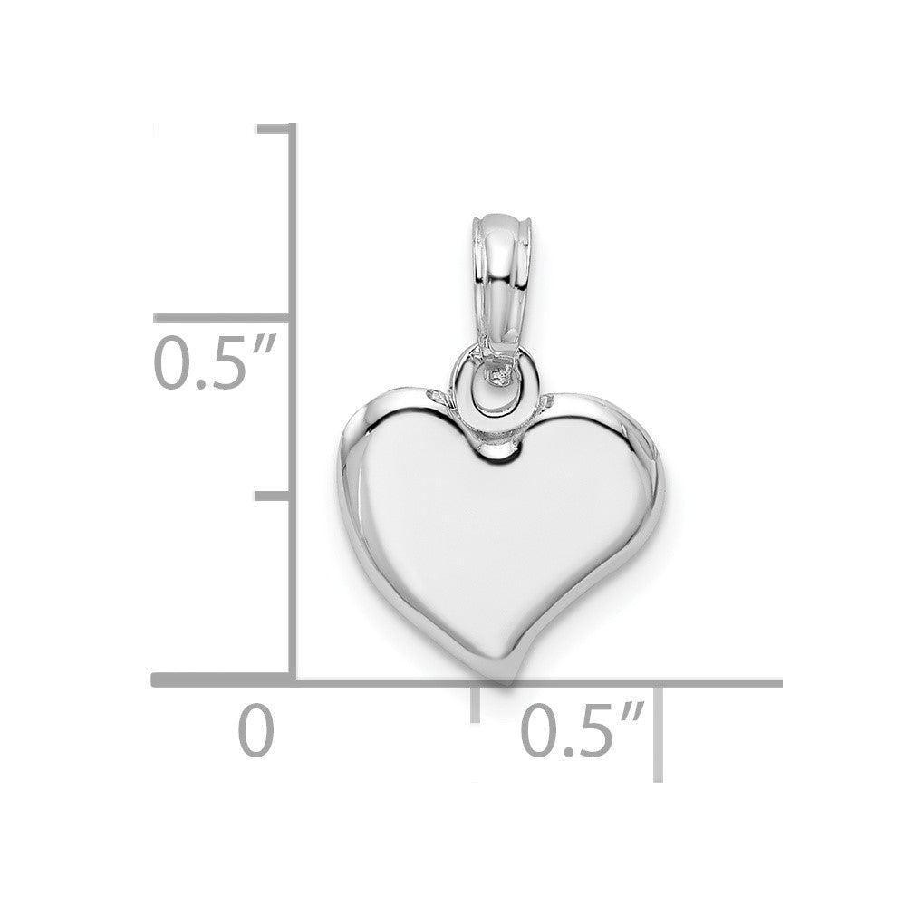 Sterling Silver Rhodium-plated Polished Small Teardrop Heart Pendant