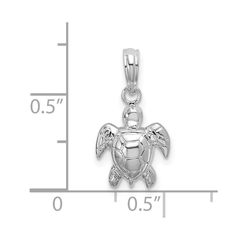 Sterling Silver Rhodium-plated Polished Mini Sea Turtle Pendant