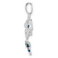 Sterling Silver Rhodium-plated Enameled Jumping Bass Fish Pendant