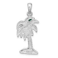 Sterling Silver Rhodium-plated Polished Enameled Palmetto Pendant
