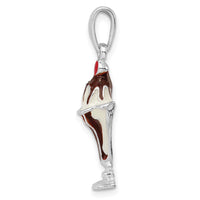 Sterling Silver Rhodium-plated Enameled Chocolate Sundae Pendant