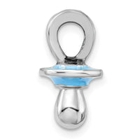 Sterling Silver Rhodium-plated 3D Blue Enameled Pacifier Pendant