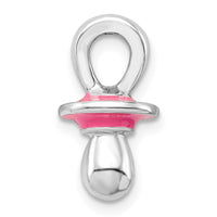 Sterling Silver Rhodium-plated 3D Pink Enameled Pacifier Pendant