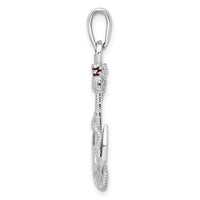 Sterling Silver Rhodium-plated Enameled Anchor w/Rope Pendant