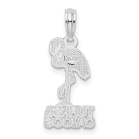 Sterling Silver Rhodium-plated Enamel Turks Caicos w/Flamingo Pendant