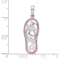 Sterling Silver Rhodium-plated Enameled LOVE Flip-flop Pendant