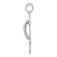 Sterling Silver Rhodium-plated Enamel Hibiscus Flower Flip-flop Pendant
