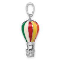 Sterling Silver Rhodium-plated 3D Enameled Hot Air Balloon Pendant