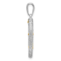 Sterling Silver Rhodium-plated 3D Seahorse w/14k Accent Pendant