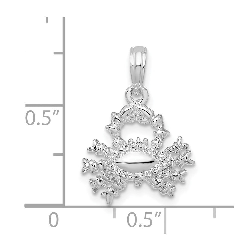 Sterling Silver Rhodium-plated Polished 3D Cancer Zodiac Pendant