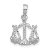 Sterling Silver Rhodium-plated Polished 3D Libra Zodiac Pendant