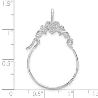 Sterling Silver Polished Heart w/Scroll Charm Holder