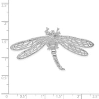 Sterling Silver Rhod-plated Polished Dragonfly w/Filigree Wings Slide