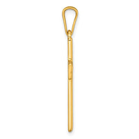 Sterling Silver Gold-tone Polished and Grooved Cross Pendant