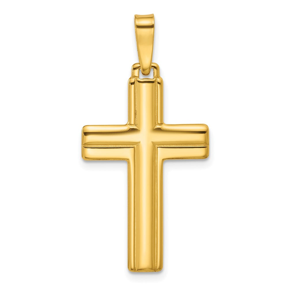 Sterling Silver Gold-tone Polished and Grooved Cross Pendant