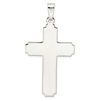 Sterling Silver Polished w/Edge Lines Large Latin Cross Pendant