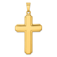 Sterling Silver Gold-tone Polished and Grooved Cross Pendant