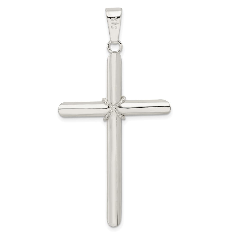 Sterling Silver Polished X Center Large Hollow Tube Cross Pendant