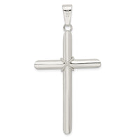 Sterling Silver Polished X Center Large Hollow Tube Cross Pendant