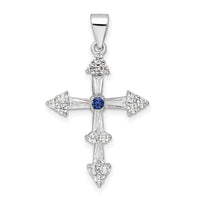 Sterling Silver Rhodium-plated CZ Cross Pendant
