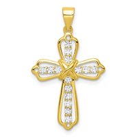 Sterling Silver Gold-plated CZ Cross Pendant