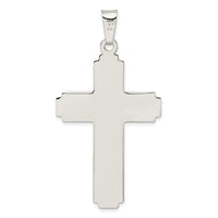 Sterling Silver Polished w/Side Lines Large Crucifix Pendant