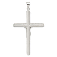 Sterling Silver Polished and Texture Tube Crucifix Cross Pendant
