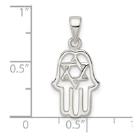 Sterling Silver Polished Chamseh w/Star of David Pendant