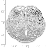 Sterling Silver Rhod-plated Polished Sand Dollar w/Scalloped Edge Slide