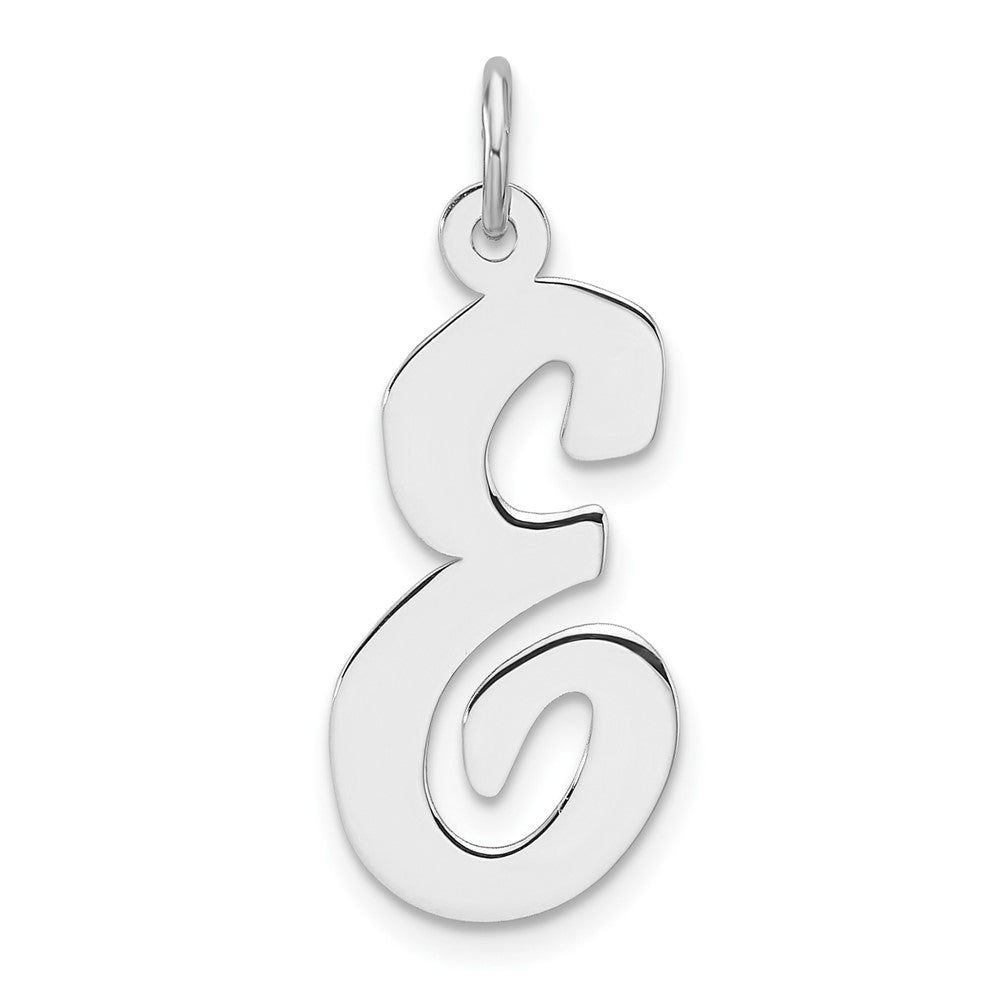 Large Sterling Silver Rhodium-plated Script Letter E Initial Charm