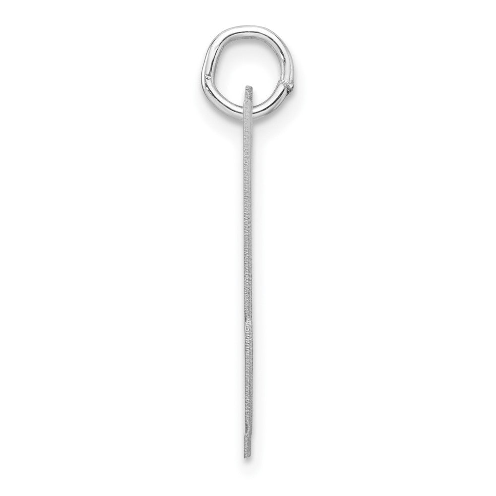 Large Sterling Silver Rhodium-plated Fancy Script Letter U Initial Charm