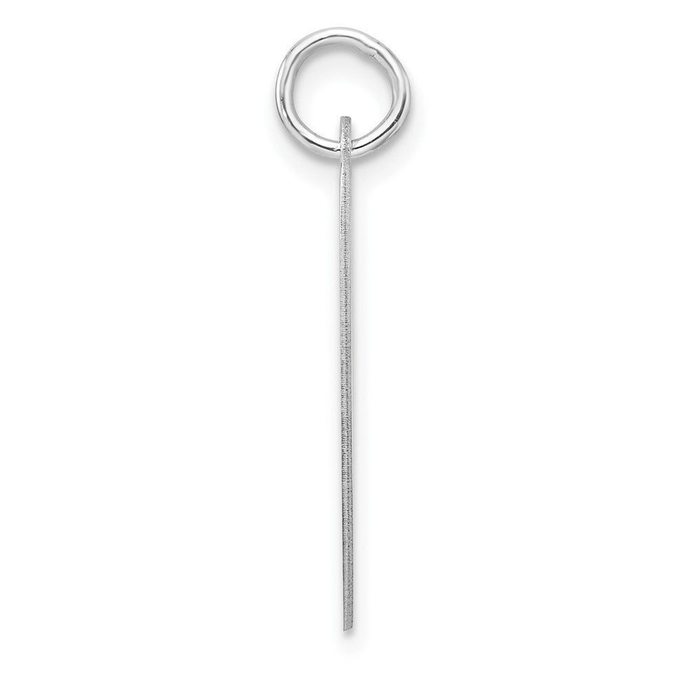 Large Sterling Silver Rhodium-plated Fancy Script Letter V Initial Charm