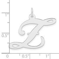 Large Sterling Silver Rhodium-plated Fancy Script Letter Z Initial Charm